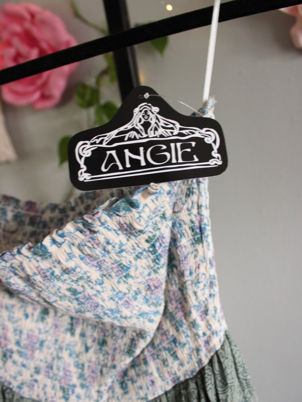 NWT Angie Boho Patchwork Tiered Maxi Dress Size S Floral Cottagecore - Picture 10 of 13